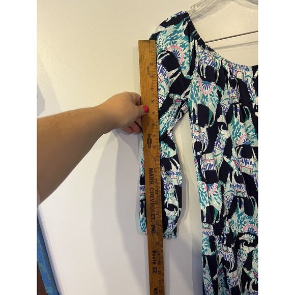LILY PULITZER Lama Printed Shorts Romper Sz Small Clean Cute 3/4 Sleeve - Picture 10 of 11